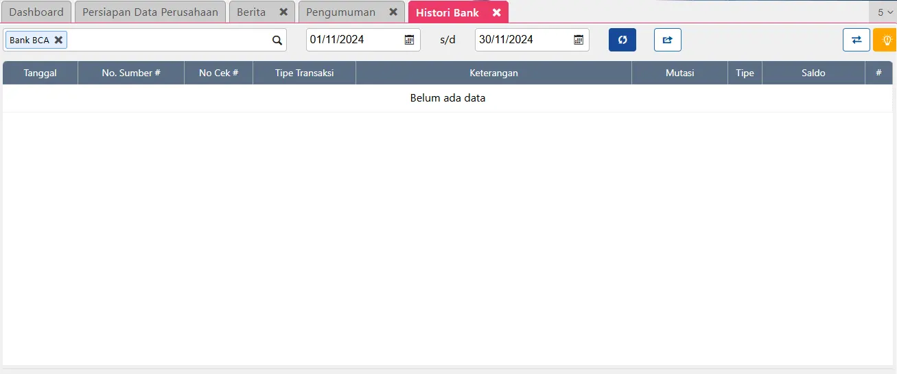 melihat histori bank Accurate Online